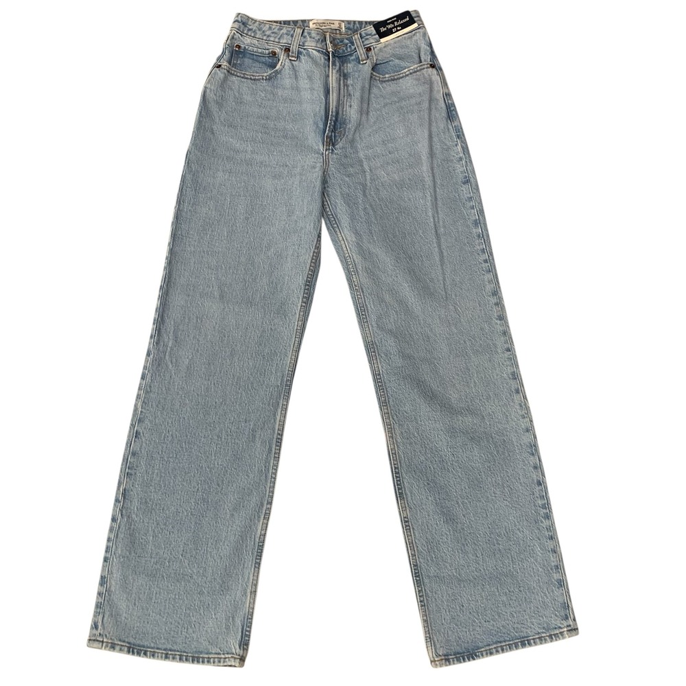Abercrombie Curve Love 90s Relaxed Jeans Women's 27/4R High Rise Light Wash NEW